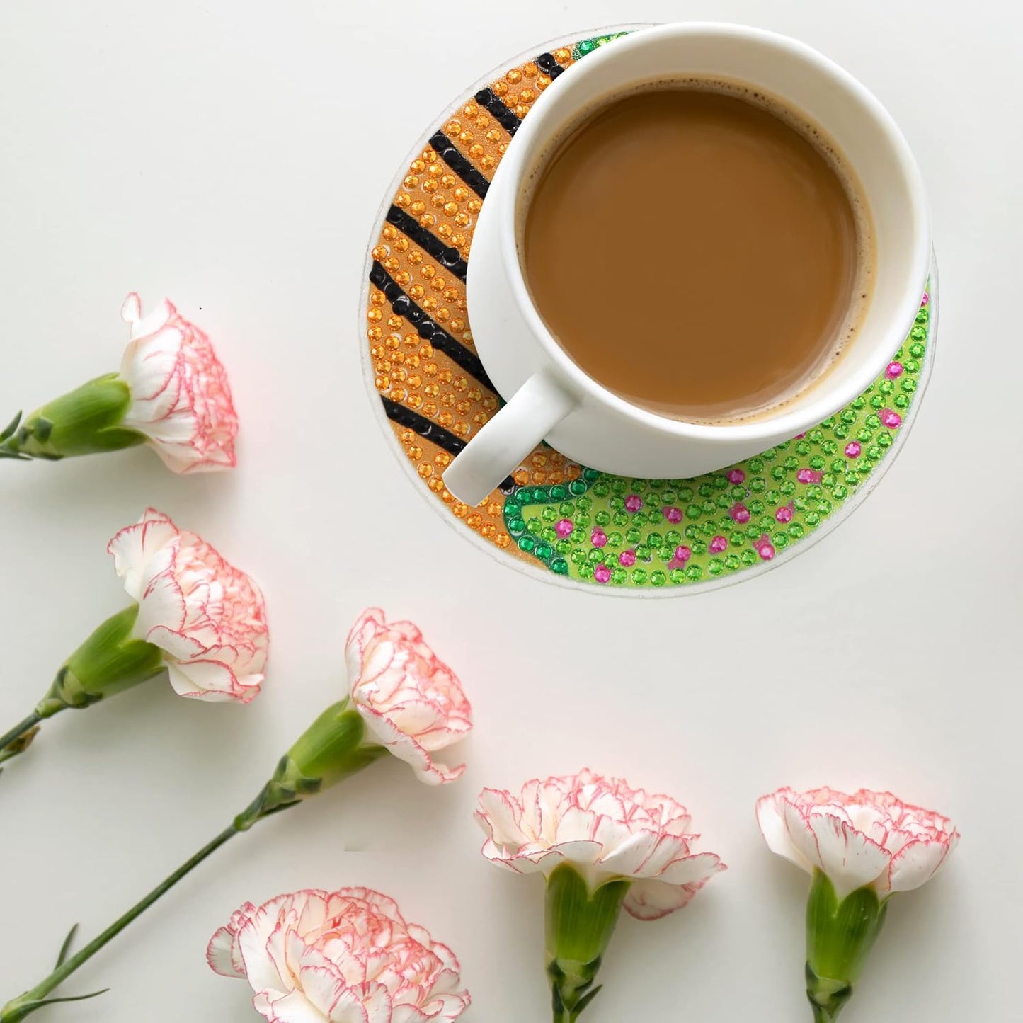 Diamond Art Coasters Kit with Holder, 8 Pcs Diamond Art Coasters for Adults Kids Beginners Crafts Gifts (Donuts)