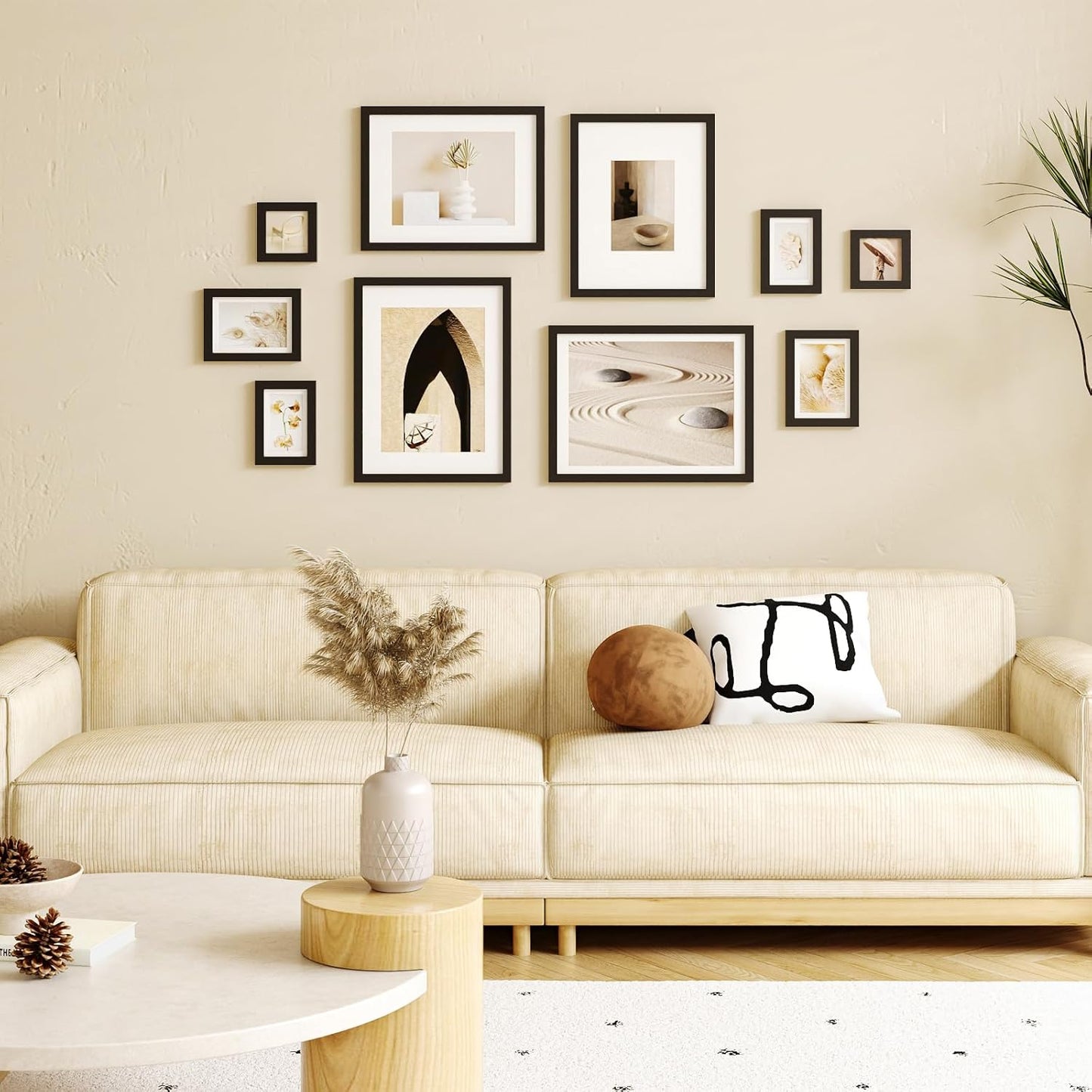 Egofine Picture Frame Set 10 Pack, Picture Frames Collage Wall Decor with Two 12x16,Two 11x14,Two 5x7,Two 4x6,Two 4x4 for Wall and Tabletop, Made of Solid Wood, Covered by Plexiglass, Black