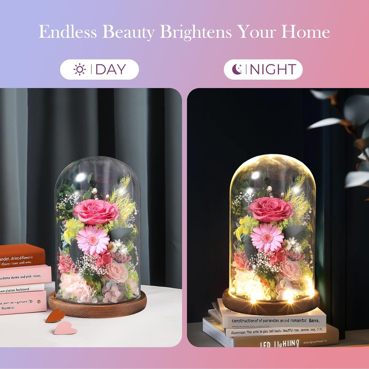 Eternal Rose Sweet Pink Flower Preserved Long Lasting Stable Color Natural Material Symbol of Everlasting Love for Wife Mothers Select Anniversary Rose Gift Birthday Present