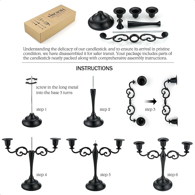 3 Candle Metal Candelabra – Candlesticks Holder for Formal Events, Wedding, Church, Holiday Décor, Halloween – Taper Candle Holder Stand Centerpiece Elegant Decoration Piece for Table,Copper