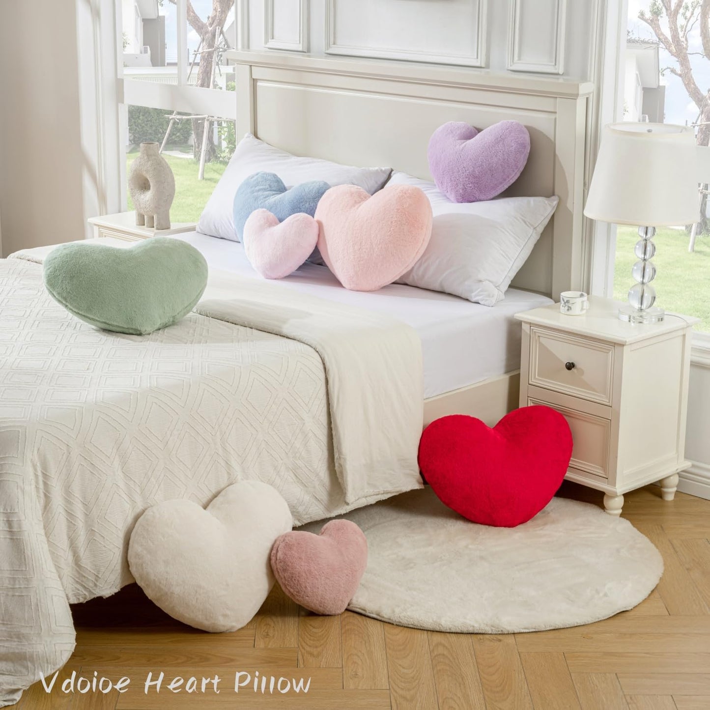 Heart Pillow Heart Shaped Throw Pillows Super Soft Faux Rabbit Fur Heart Throw Pillow Valentines Day Decorations Pillow,Wedding Decor, Women Girls Home Decoration