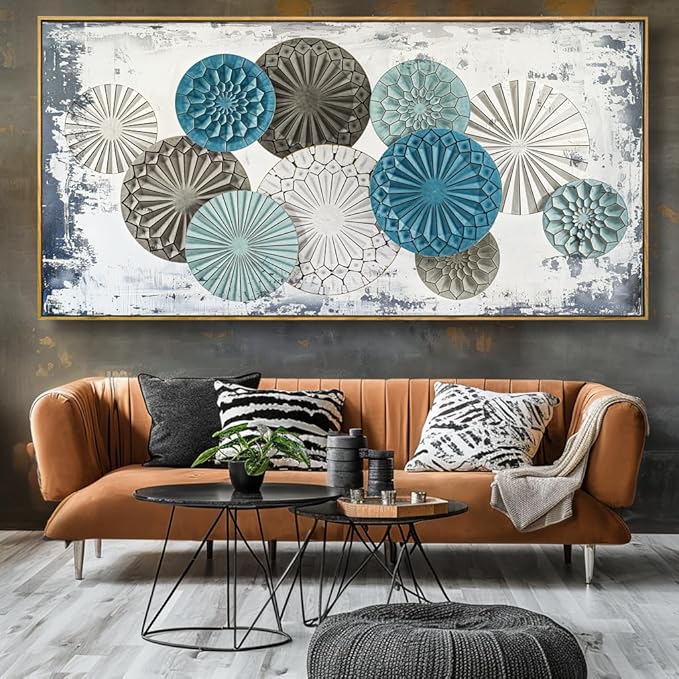Wall Art Colorful Floral Rustic Wall Decor Canvas Painting Abstract Wall Art for Bedroom Living Room Dining Room Home Office Decor 20"x40" with Framed