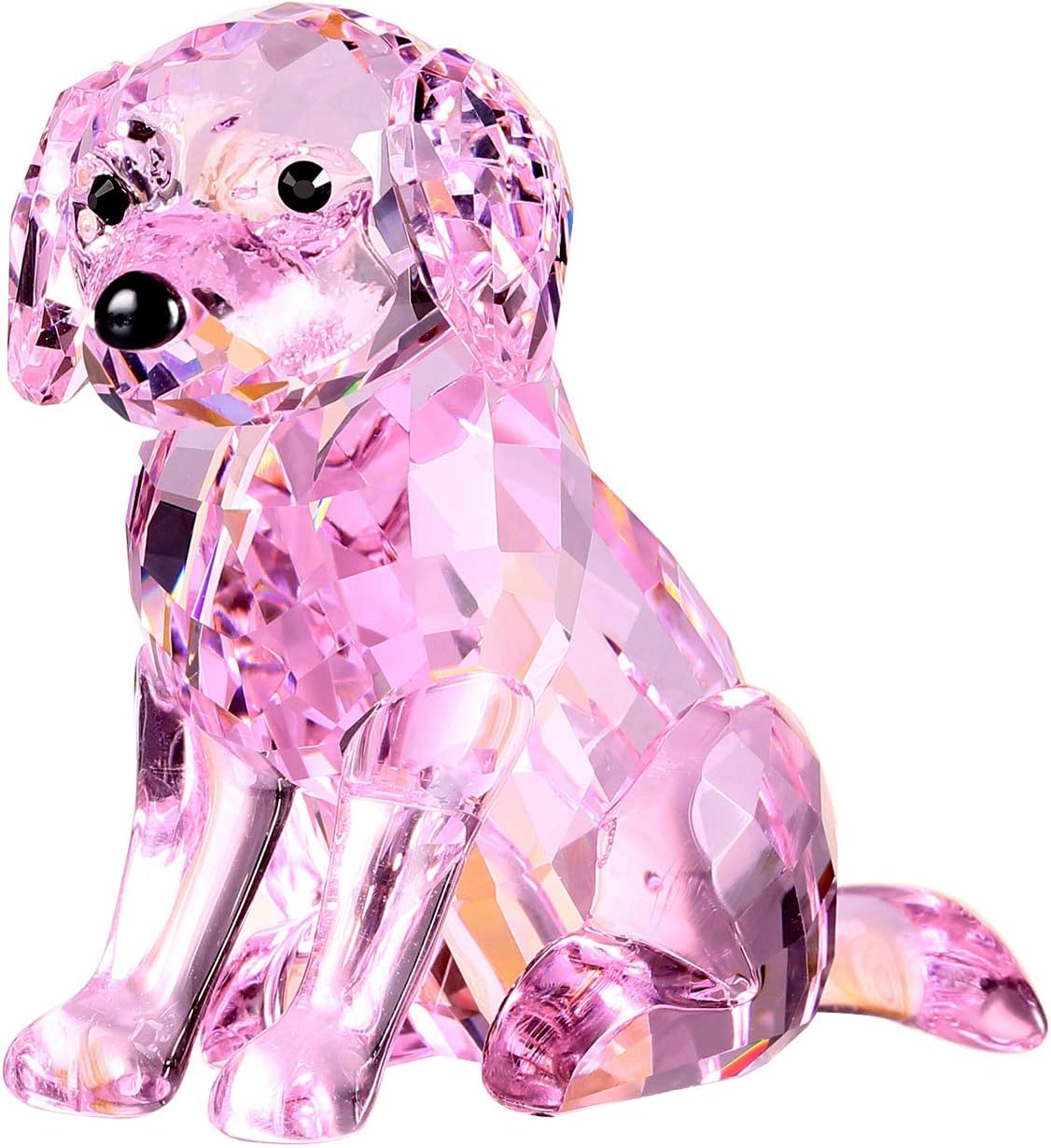 Crystal Labrador Dog Puppy Figurine Animals Lovely Craft Home Decor Ornaments Collectible Birthday Gifts (Pink)