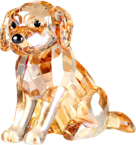 Crystal Labrador Dog Puppy Figurine Animals Lovely Craft Home Decor Ornaments Collectible Birthday Gifts (Gold)