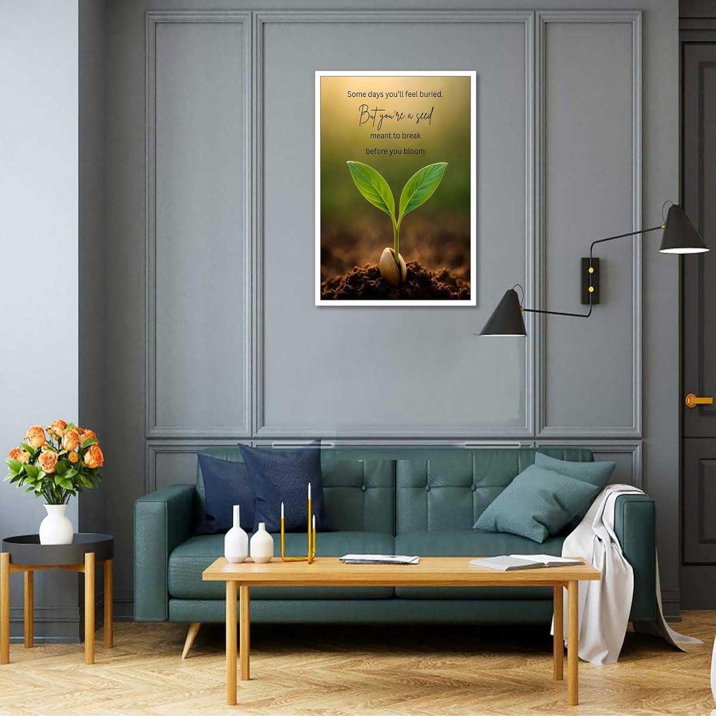 Inspirational Mental Health Poster Growth Mindset Wall Art Inspirational Text Seeds Prints Painting For School Office Wall Decor 16x24in Unframed