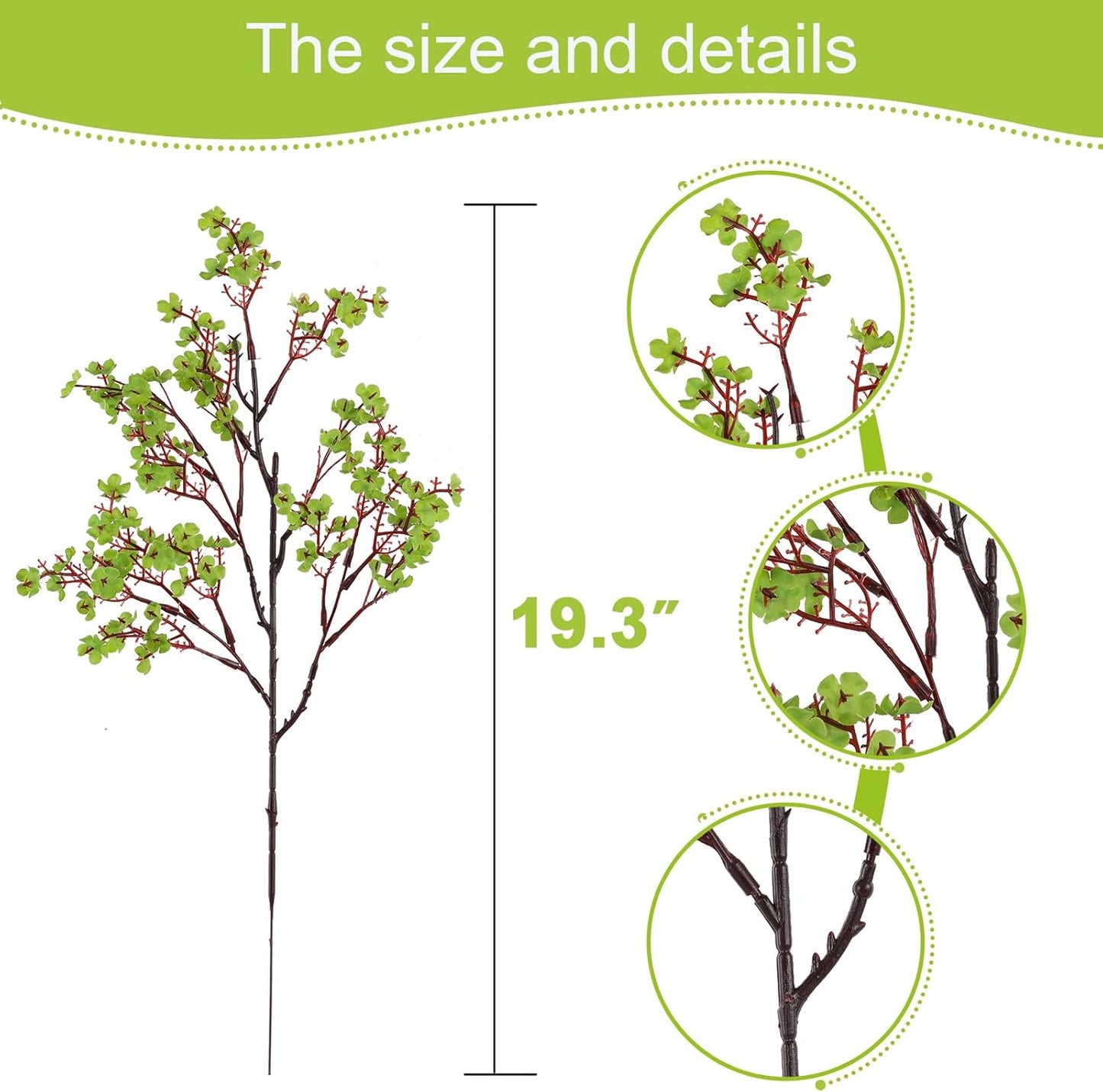 Hananona 10 Pcs Babys Breath Green Flowers Artificial Gypsophila Flowers St. Patrick's Day Fake Silk Flowers for Home Decor Spring Floral Arrangement Table Centerpieces