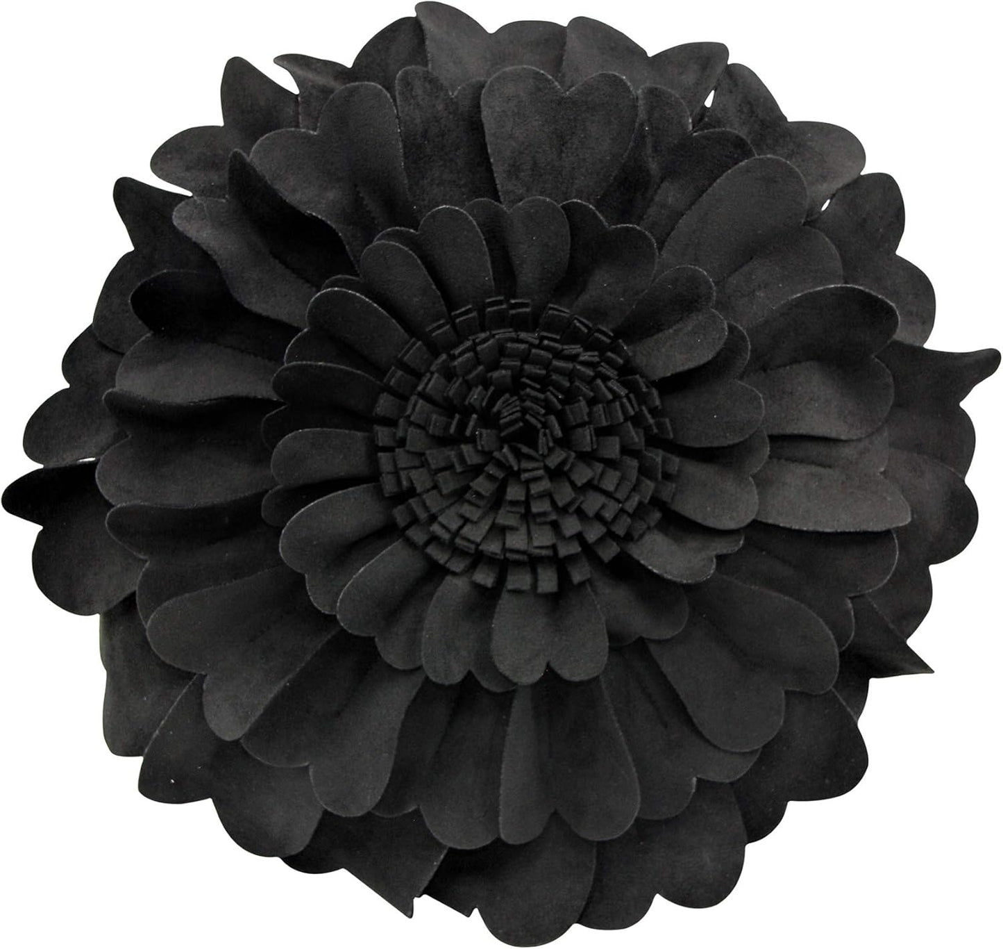 Contempo Lifestyles Flower Pillow – Decorative Pillow 3D Round Throw Pillows for Home Décor – Handmade Sweetheart Flower Pillow for Bed & Couch-Sunflower Pillow - 16 Inch Black