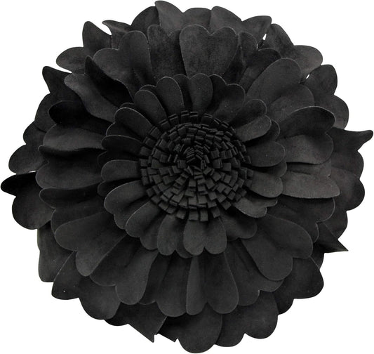 Contempo Lifestyles Flower Pillow – Decorative Pillow 3D Round Throw Pillows for Home Décor – Handmade Sweetheart Flower Pillow for Bed & Couch-Sunflower Pillow - 16 Inch Black