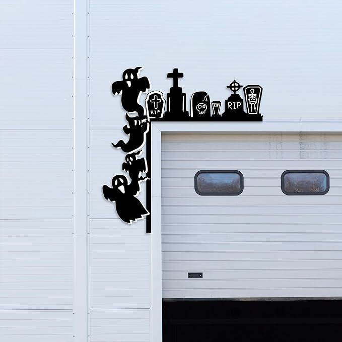 Personalized Metal Halloween Door Toppers, Custom Text Halloween Door Corner Sign, Doors Frame Decoration Halloweens Theme Decoration, Funny Creative Silhouette Wall Art Decor