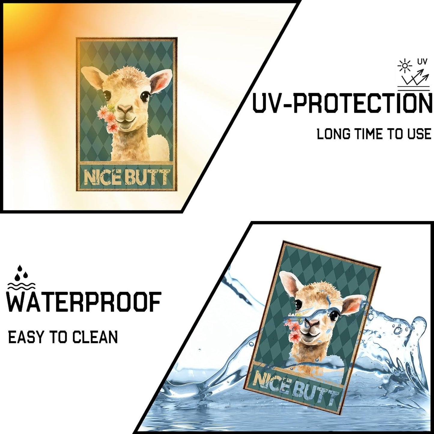 Goat Nice Butt Funny Metal Signs Vintage Sign for Home Bathroom Garden Outdoor Decor 8×12 Inches