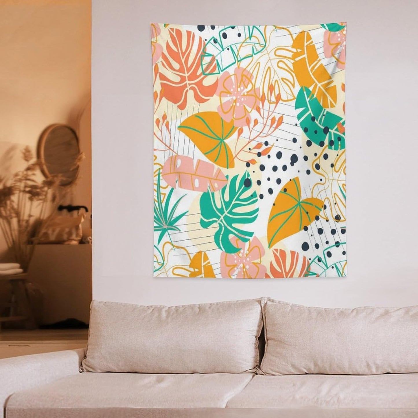 ICMOLYYENLO Tropical Palm Leaves Wall Tapestry, Wall Art for Room Decoration Beautiful Wall Hanging for Bedroom Living Room Dormitory Apartment 60x80 Inch