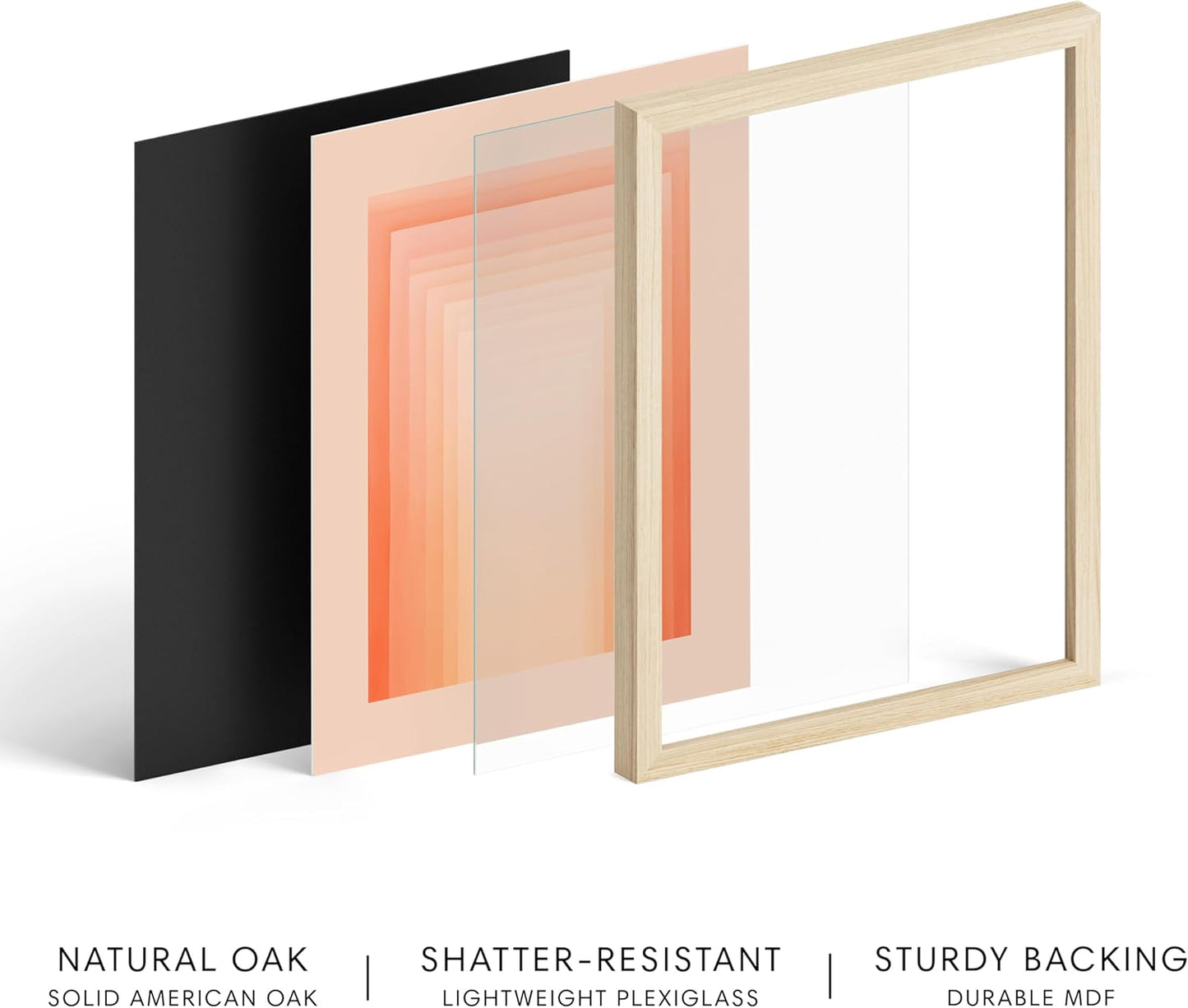 HAUS AND HUES Colorful Abstract Wall Art - Minimalist Retro Picture for Living Room Decor, Red and Pink Modern Wall Art Painting (Pink Geometric, Beige Frame, 16x20)