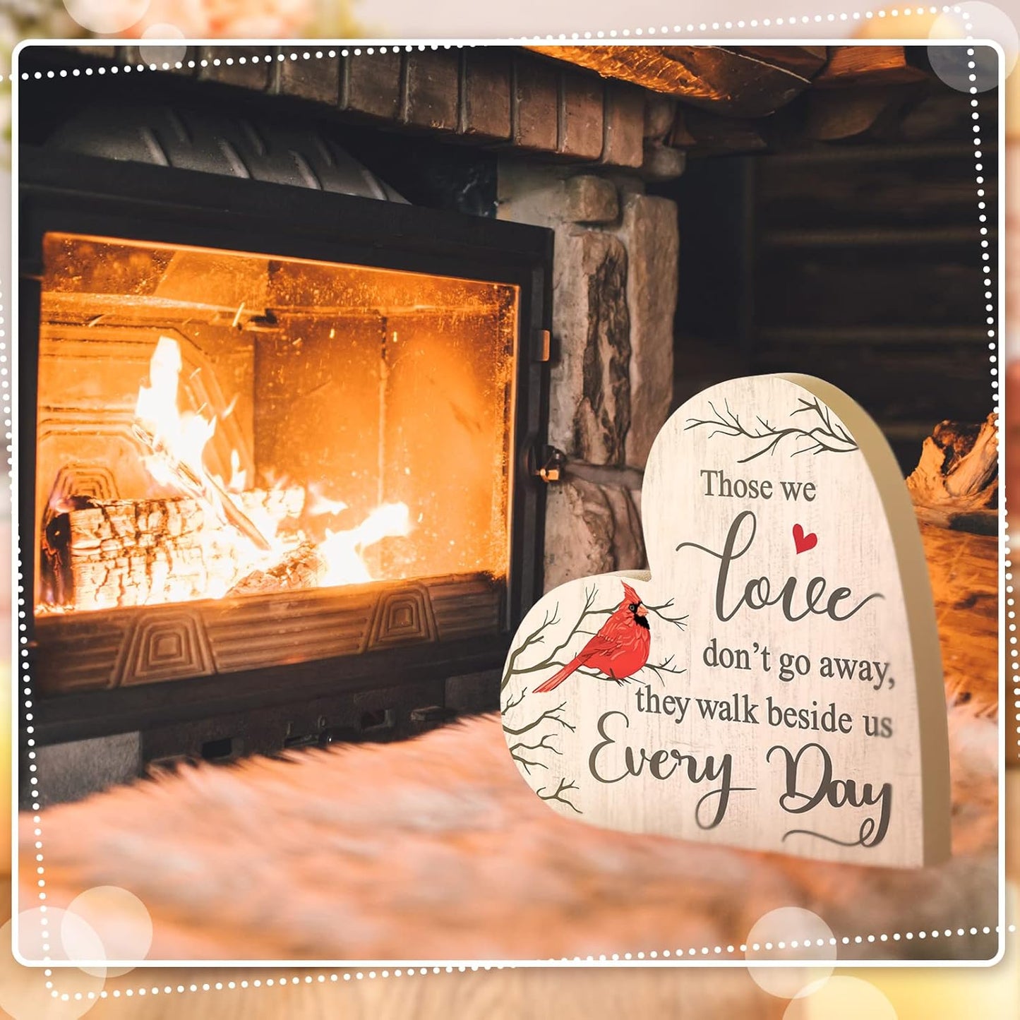 Jetec Sympathy Gift Memorial Wooden Heart for Loss of Loved One Remembrance Bereavement Decor Condolence Sign for Grief Father Mother Son Brother, 6. 3 x 6 x 0. 7 Inches(Cardinal Style)