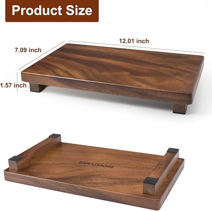 Wood Riser For Display Walnut Wood Pedestal Stand, farmhouse decor Soap Tray, Displays Your Plant Bottles Candles for Your Home Kitchen (Large, 12 x 7.1 x1.57Inch)