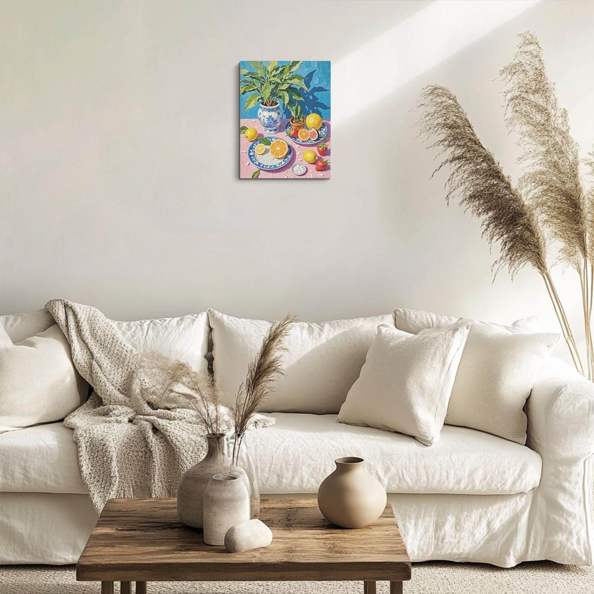 Italy Lemon Wall Art, Botanical Still Life Oil Painting Canvas Framed Prints Modern Decorations, Fruit Theme Poster for Living Room Dining room Entryway Farmhouse Bedroom