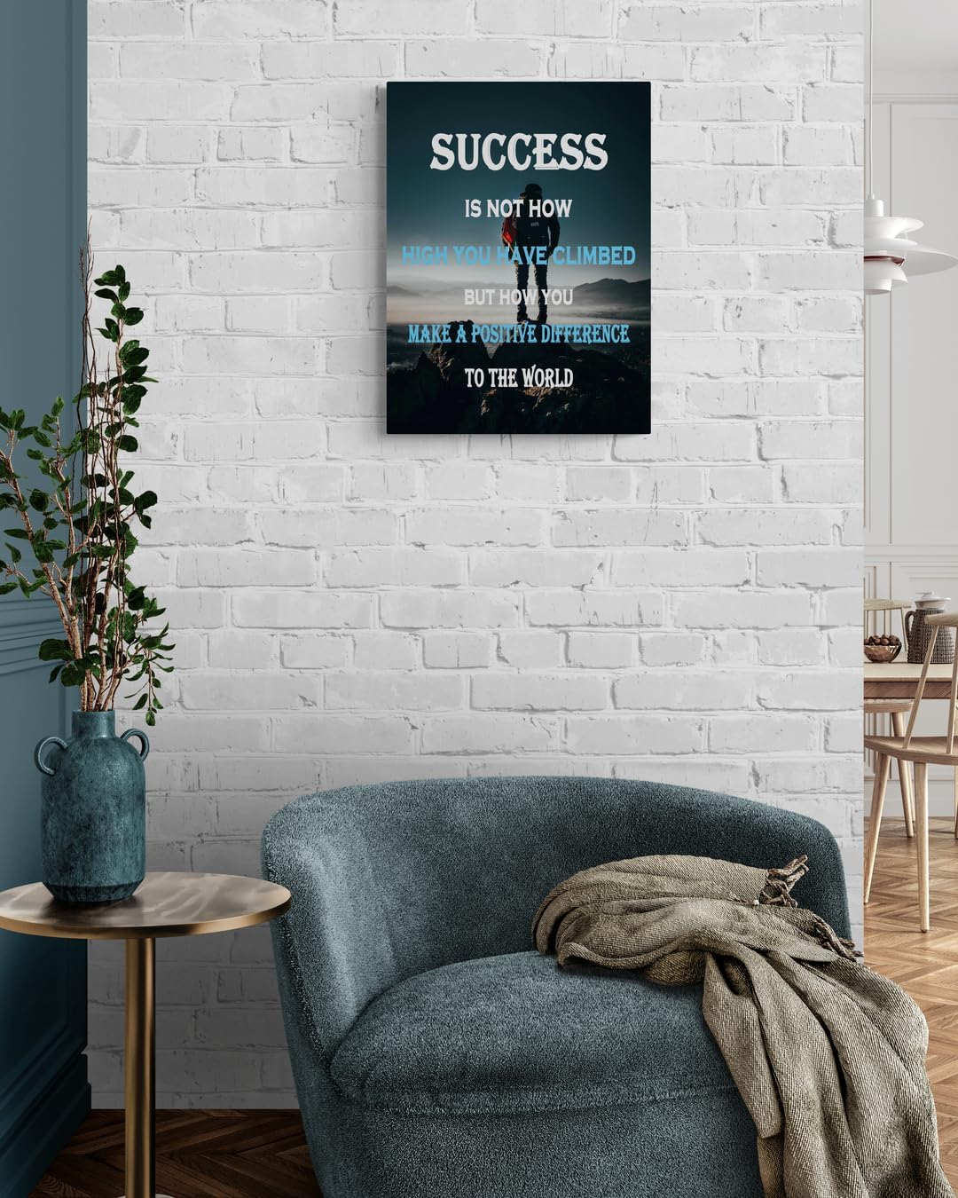 GoForArt Success Mountain Motivational Canvas Wall Art, Famous Quote Inspirational Prints Wall Decor, Positive Picture Poster for Office Living Room, Bedroom Dining Room Artwork Home Decoration 12x18in