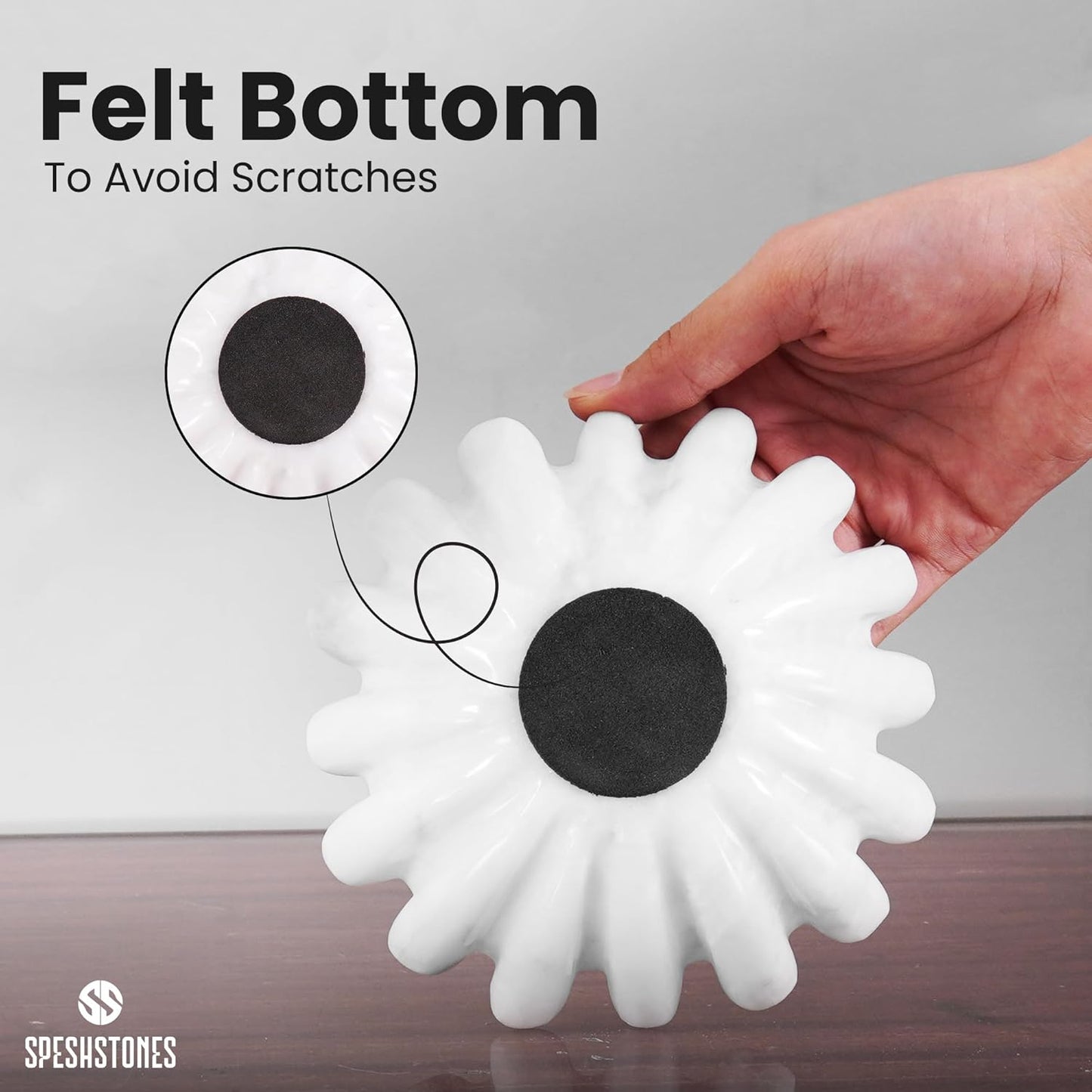 Marble Ruffle Bowl 6 Inch Handmade White Small Decorative Bowl for Modern Home Decor - Scalloped & Fluted Key Bowls for Entryway Tables & Coffee Table Decor