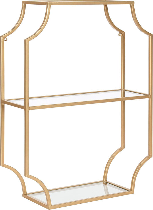 Kate and Laurel Ciel Glam Geometric Wall Shelf, 18 x 24, Gold, Decorative Shelves for Storage and Display