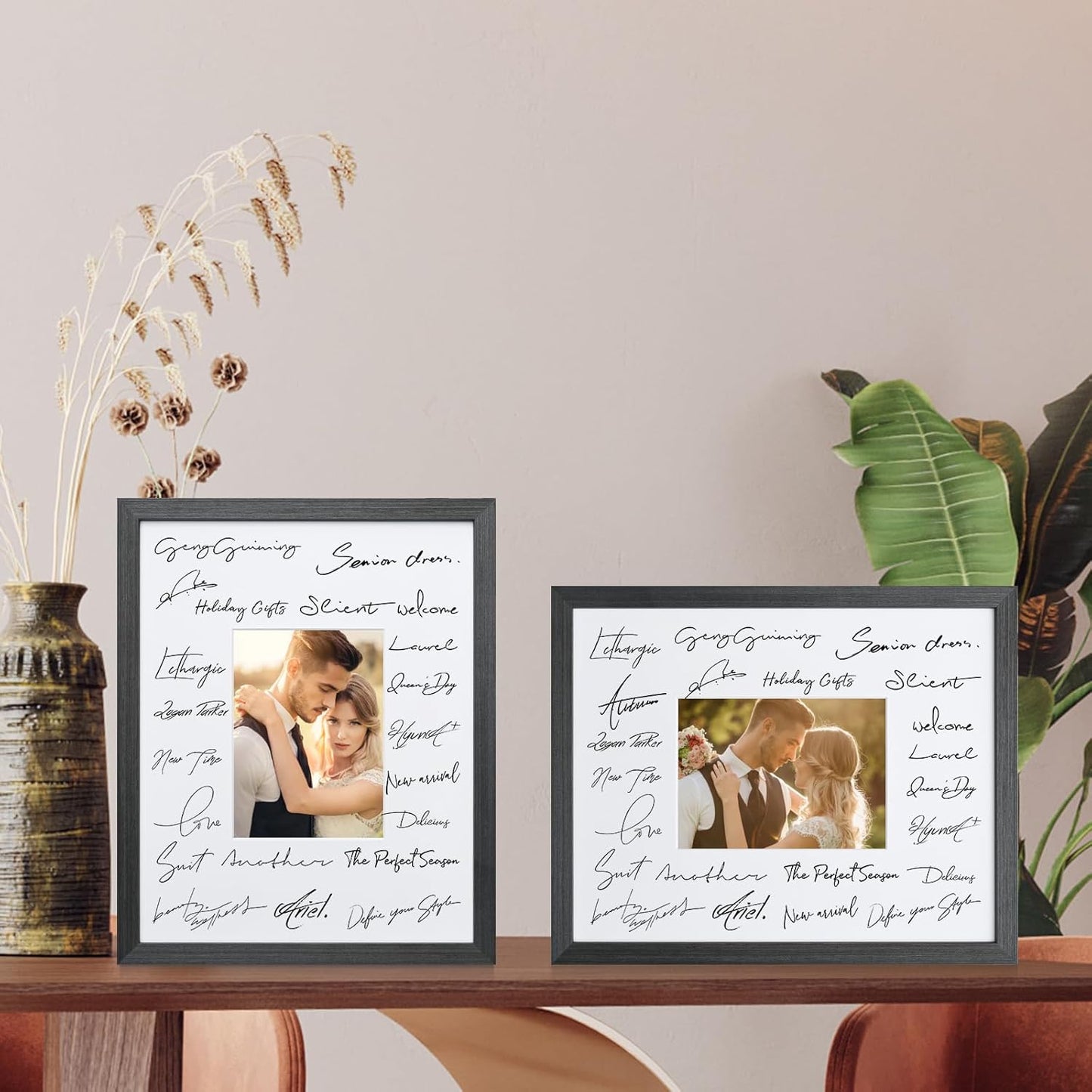 Egofine 11x14 Picture Frames Set of 4, Made of Solid Wood Covered by Plexiglass 5x7 and 8x10 with Mat or 11x14 without Mat, for Table Top Display and Wall Mounting Photo Frame Rustic Black