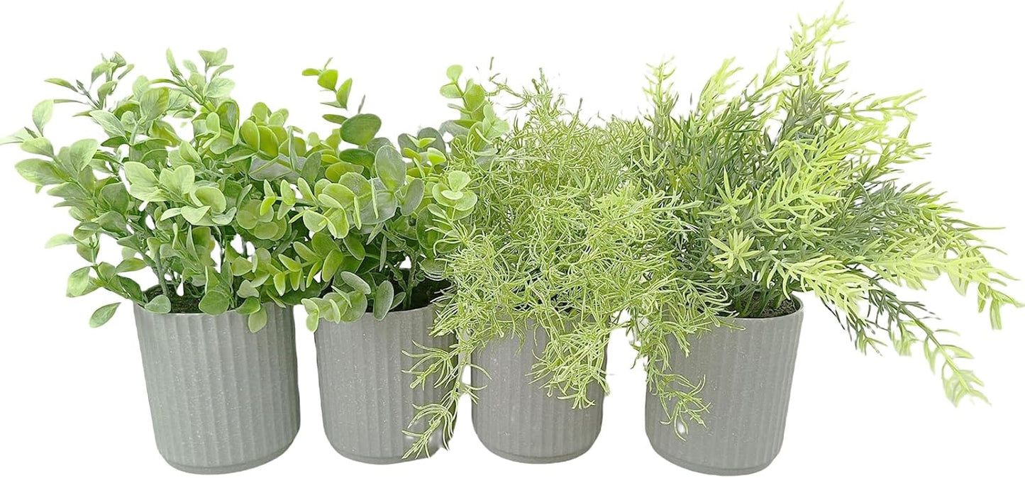 Cutepet 4 Pack Small Fake Plants Set, Mini Faux Plants Indoor/Outdoor Potted Plants， Artificial Greenery for Home Office Farmhouse Bathroom Table Decoration