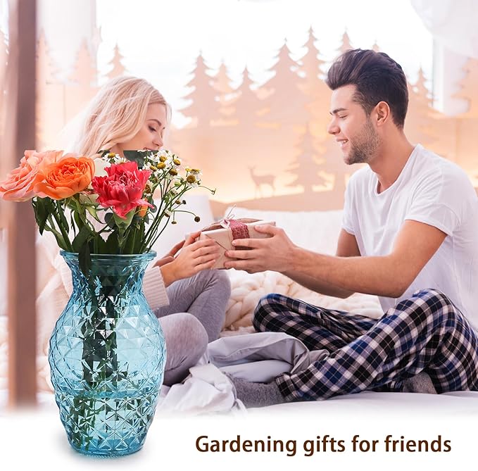 Vase for Flowers Small Glass Vases for Home Decor Table Centerpieces Living Room Bedroom Bookshelf Kitchen Modern Office Wedding Decoration Vintage Flower Vases Blue White