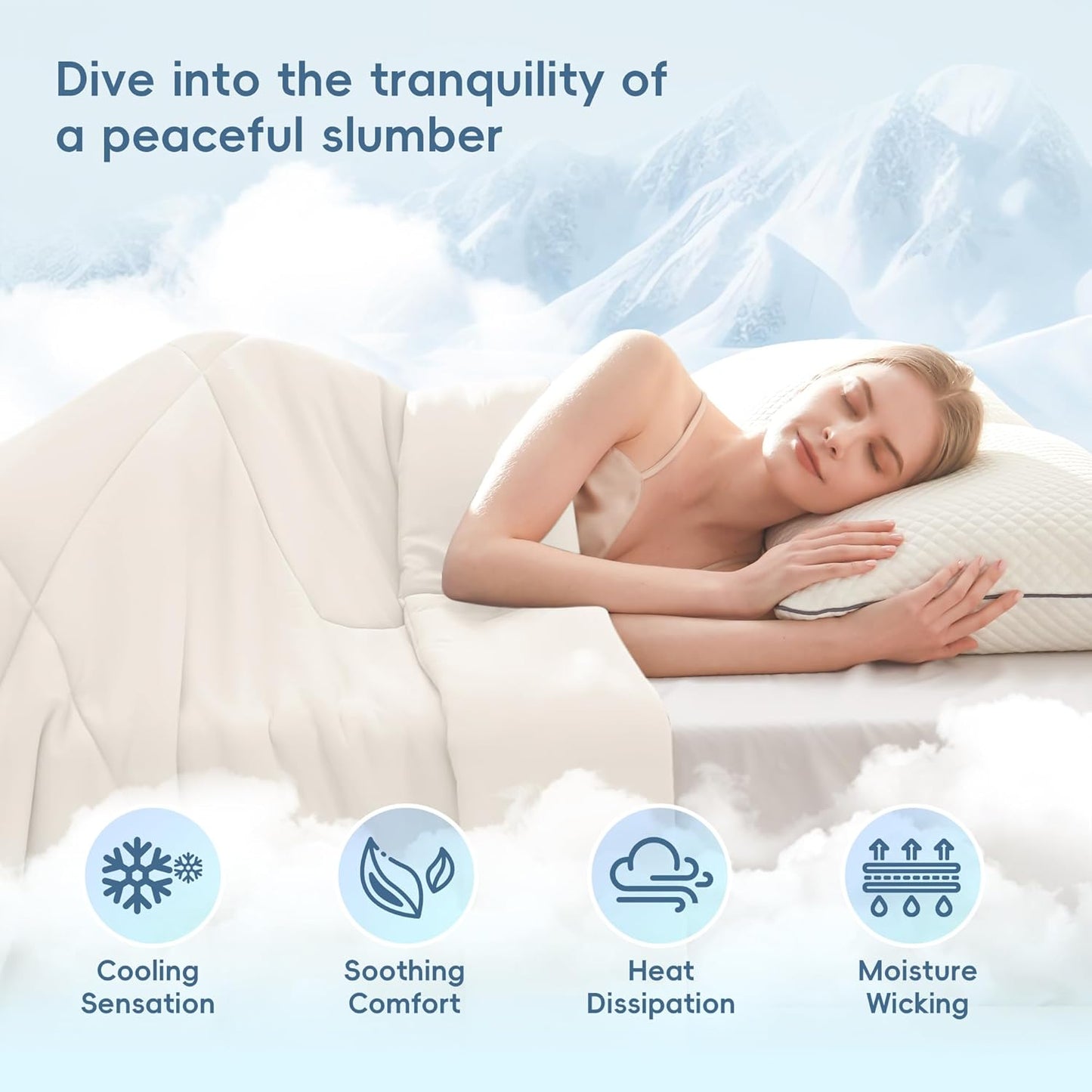 MASVIS Cooling Comforter Twin Size - Beige Lightweight Summer Cooling Blanket for Hot Sleepers Night Sweats, Double-Sided Cool Touch Soft Breathable Comforters, Q-Max 0.4 Cold Tech Ice Blanket 68"x90"