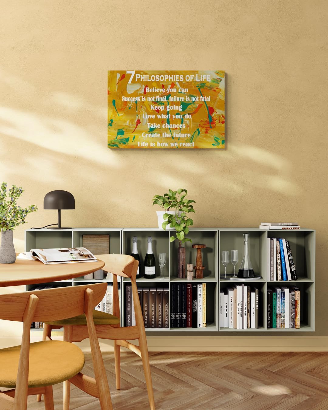 GoForArt 7 Philosophies Of Life Motivational Canvas Wall Art, Famous Quote Inspirational Prints Wall Decor, Poster for Office Living Room, Bedroom Dining Room Artwork Home Decoration 12x18in