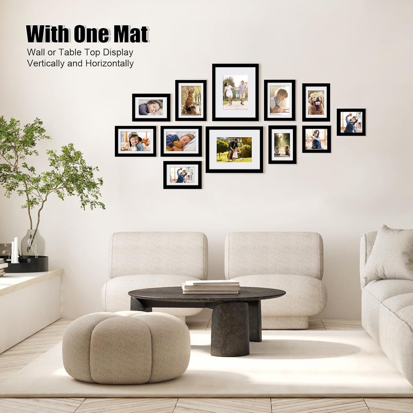 Egofine 12 Pack Black Gallery Wall Frame Set Solid Wood Picture Frame Collage Wall Art Decor for Home Decoration,Hanging or Tabletop Display,Include Multi-Size Two8x10, Four5x7,Four4x6,Two4x4