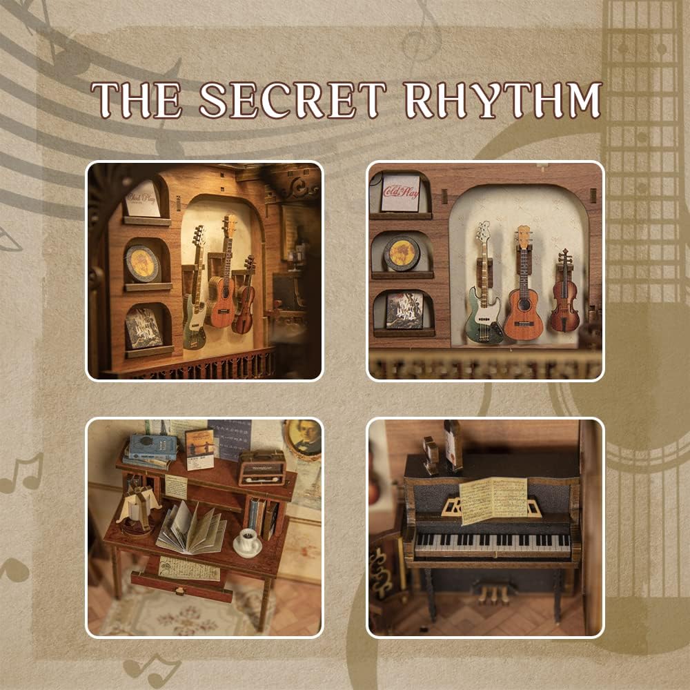 Cutefun Book Nook Kit,3D Wooden Puzzle Bookends,Miniature house kit with dust cover,Bookends Kit with LED Lights,DIY Dollhouse Bookend Tiny House for Adults,Birthday Easter Home Decor for Teens Adults