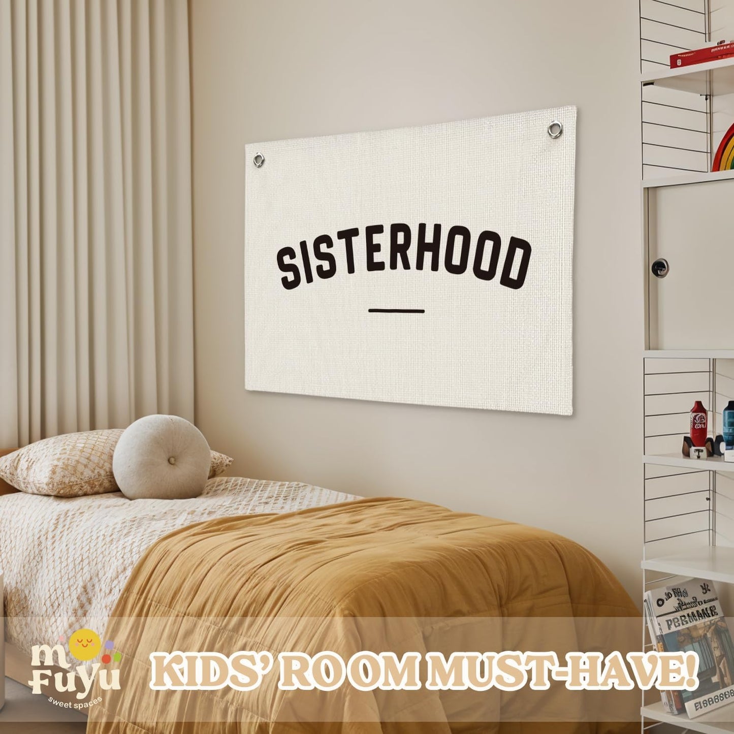 Long Live Sisterhood Nursery Canvas Banner,Girls Room Decor,Nursery Playroom Wall Decor for Girls Bedroom Toddler Decor Teen,Twins Bedroom Decor 30x20 Inch