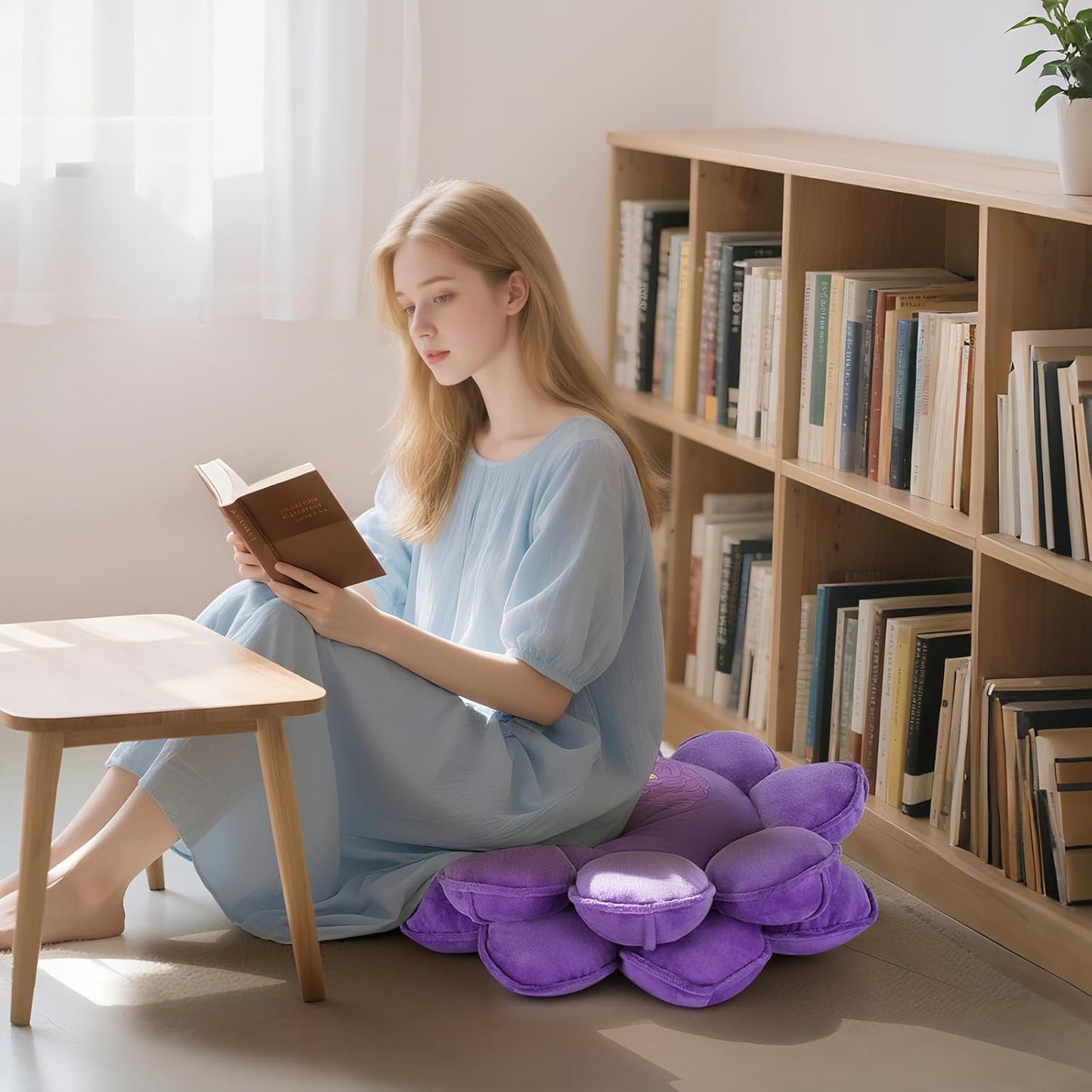 Lotus Flower Floor Pillows, Large Cushion Inspired by Lotus Flower Design, Decorative Seating for Living Room, Bedroom, and Lounge, Soft Washable Floor Cushion for Relaxation, and Family Activities