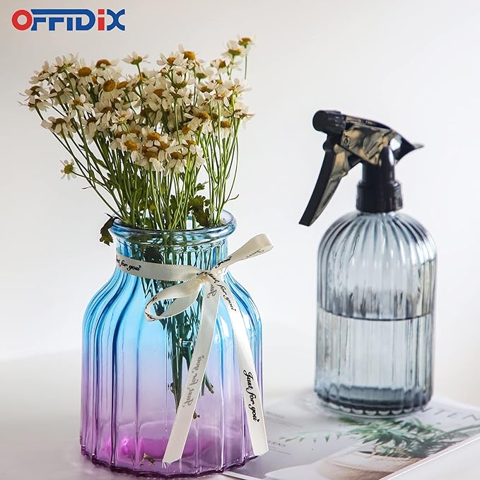 OFFIDIX Glass Vase, Gradient Multicolor Flower Vase for Weddings, Events, Decorating, Arrangements, Flowers, Office, or Home Decor
