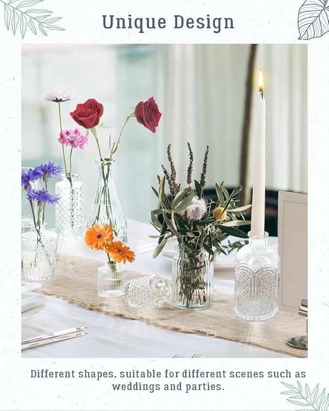 Yirilan Bud Vases Set of 32 PCS, Small Flower Vases for Table Centerpieces, Mini Vases for Single Stem Flowers, Glass Vases for Centerpieces, Wedding & Home Decor, Clear