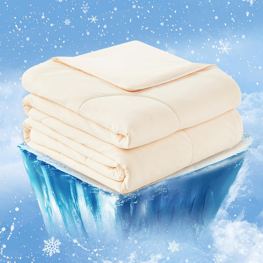 Cozy Bliss Cooling Comforter Twin Size, Cooling Blankets for Hot Sleepers and Night Sweats, Yellow Summer Comforter for Twin Size Bed, Breathable Soft Lightweight Silk Smooth