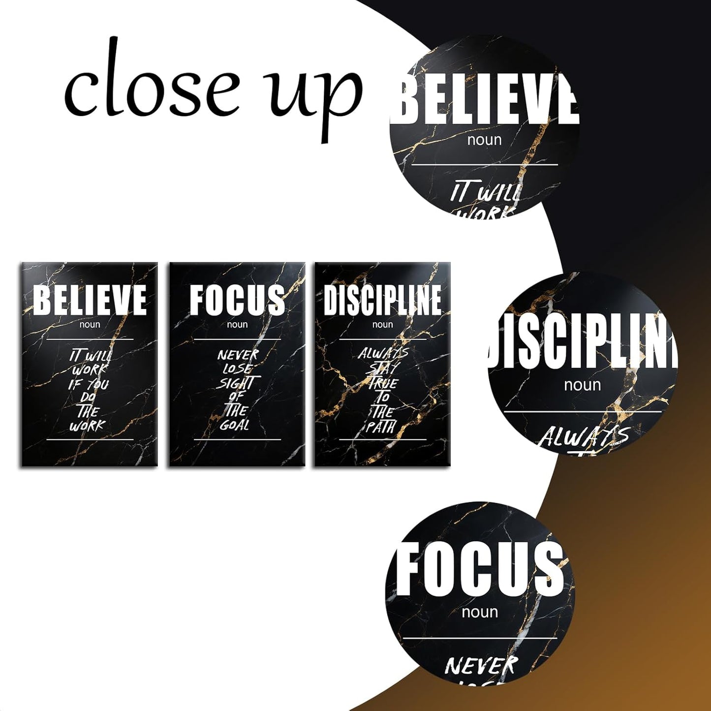 Inspirational Believe Focus Discipline Positive Wall Art Entrepreneur Quotes Print Picture Modern Wooden Canvas Framed Artwork for Home Living Room Office Artwork Stretched and Framed [72''Wx36''H]