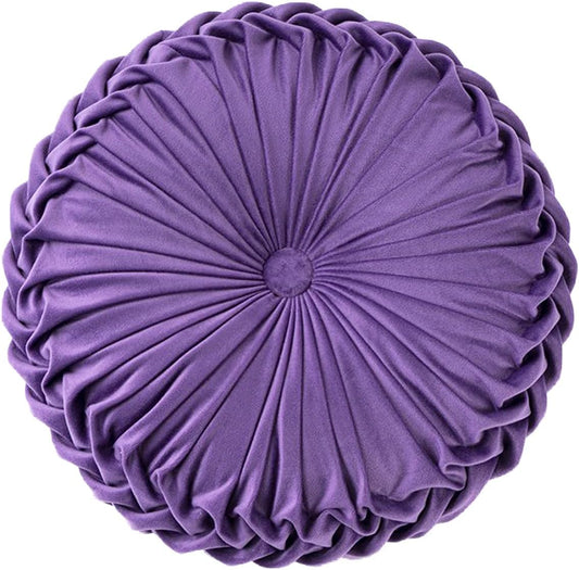 HLOVME Throw Pillow for Couch Decorative 3D Pumpkin Round Velvet Cushion for Sofa Bed Chair Floor 15"X15", Purple