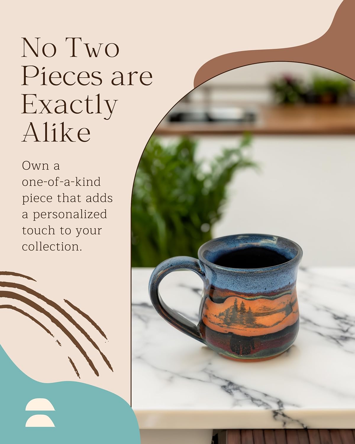 Handmade Ceramic Coffee Mug - Always Azul Mountain Scene 14oz Coffee Mug - Oven, Dishwasher, & Microwave Safe - Kitchen Essentials Made in Colorado, Mountainscape