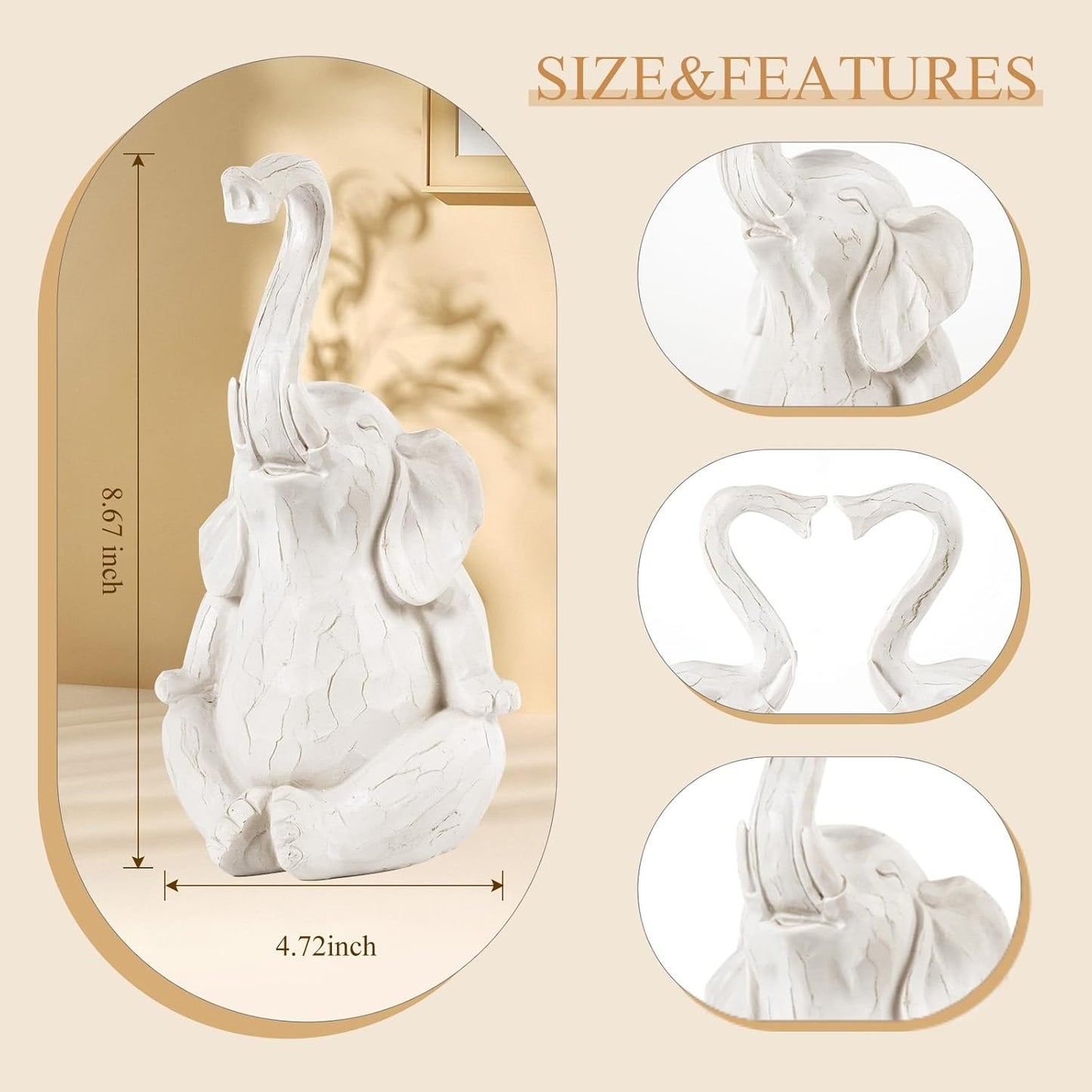 Loving Pair of Elephants - Handmade Elephant Statues - Symbolic Home Decor Figurines for Love, Luck, and Harmony - Ideal Gift for Wedding, Anniversary, Mother's Day