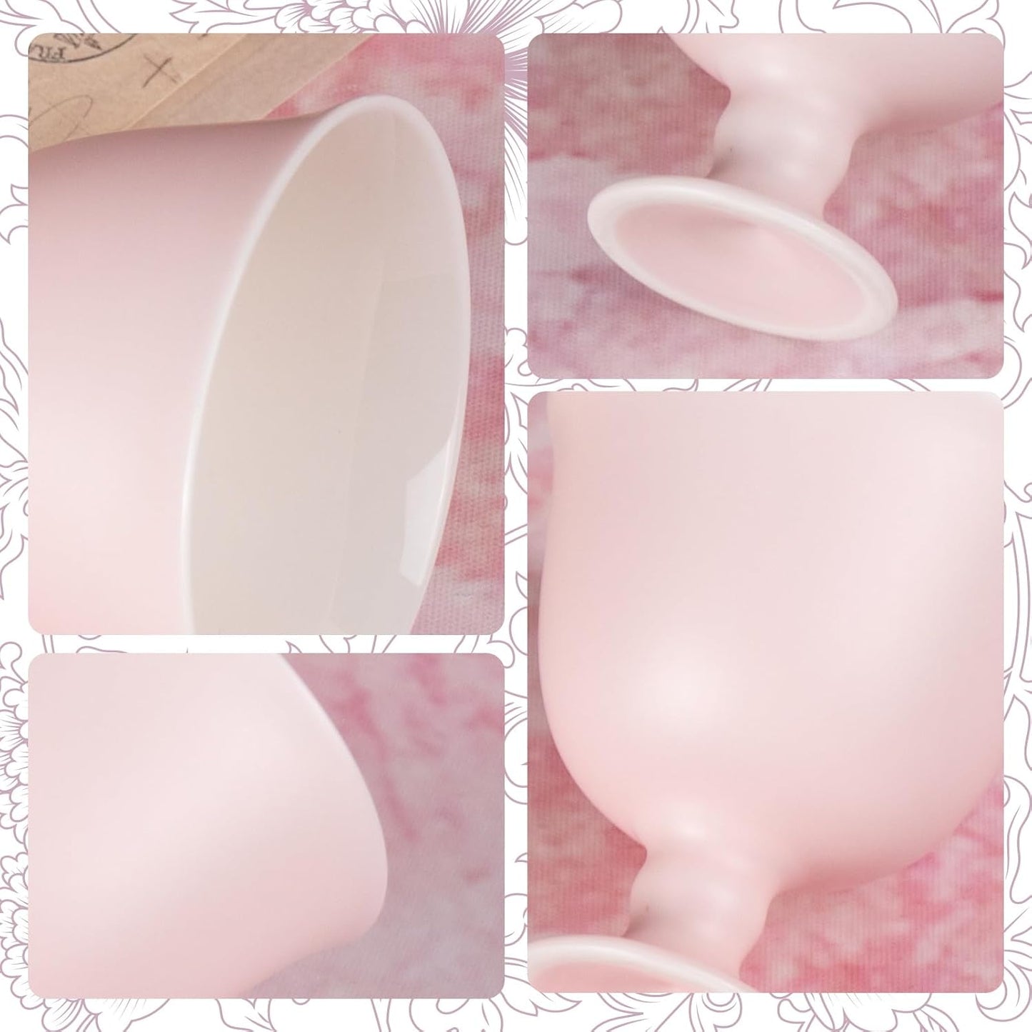 KAMMAK Ceramic Tea Cups Small, Cute Vintage Coffee Cup Set of 2, Porcelain Teacups Espresso Mug, 4oz Hand Painted Chinese Afternoon Tea Party Mugs, Birthday Gift for Women Men, Song Tall Footed