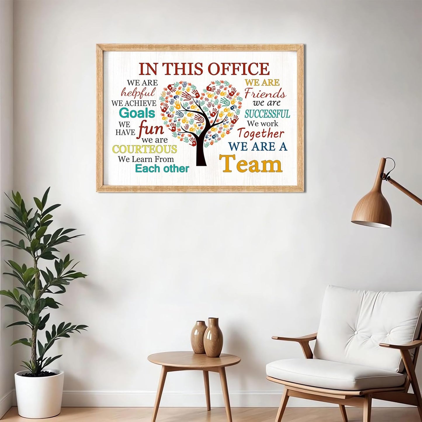 In This Office We Are A Team Wall Decor 24x18 Inch Frame Office Inspirational Wall Art, Motivational Teamwork Wooden Hanging Sign