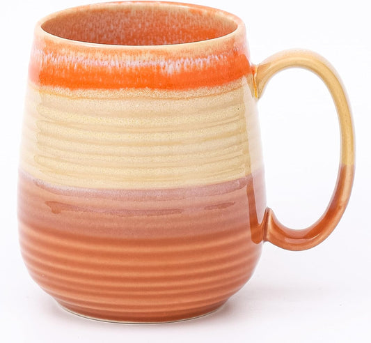 Large Coffee Mugs, Extra Large Ceramic Coffee Mug, 23 oz Handmade Pottery Mug, Big Tea Cups with Handle for Office and Home, Dishwasher and Microwave Safe (Orange)