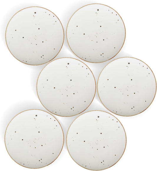 Dessert Plates 8.7 Inch Set of 6 - Microwave, Oven, Dishwasher Safe, Scratch Resistant, Porcelain. Durable Small Dishes for Salad, Dessert, and Side Dishes - Classic Assorted Colors