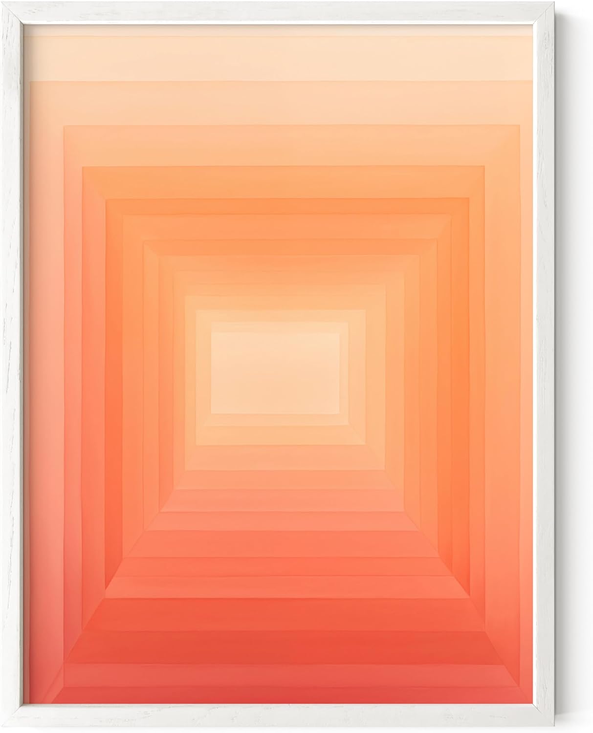 HAUS AND HUES Colorful Abstract Wall Art - Minimalist Retro Picture for Living Room Decor, Red and Pink Modern Wall Art Painting (Pink Geometric 2, White Frame, 12x16)