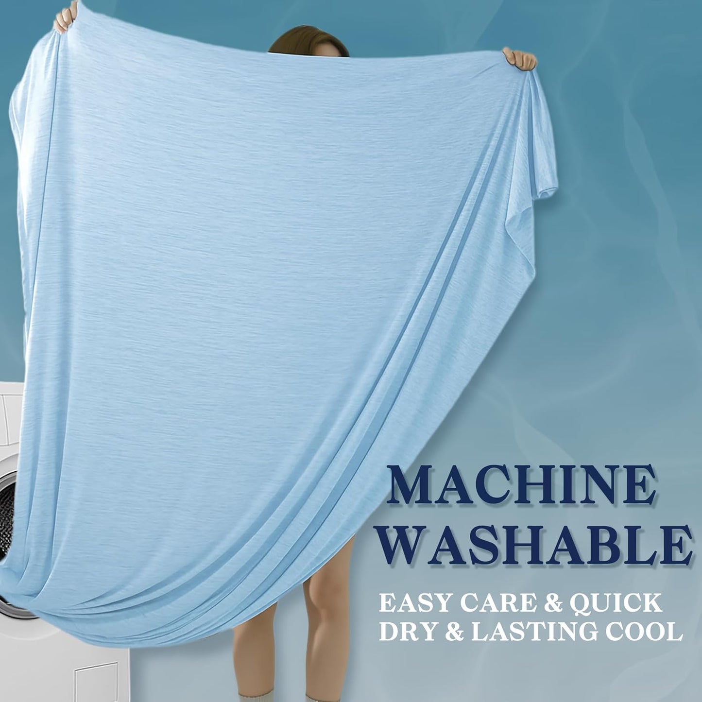 DOWNCOOL Cooling Blanket King Size, Blue Summer Blanket for Hot Sleeper and Night Sweats, Lightweight Soft Q-Max>0.4 Arc-Chill Cool Blanket