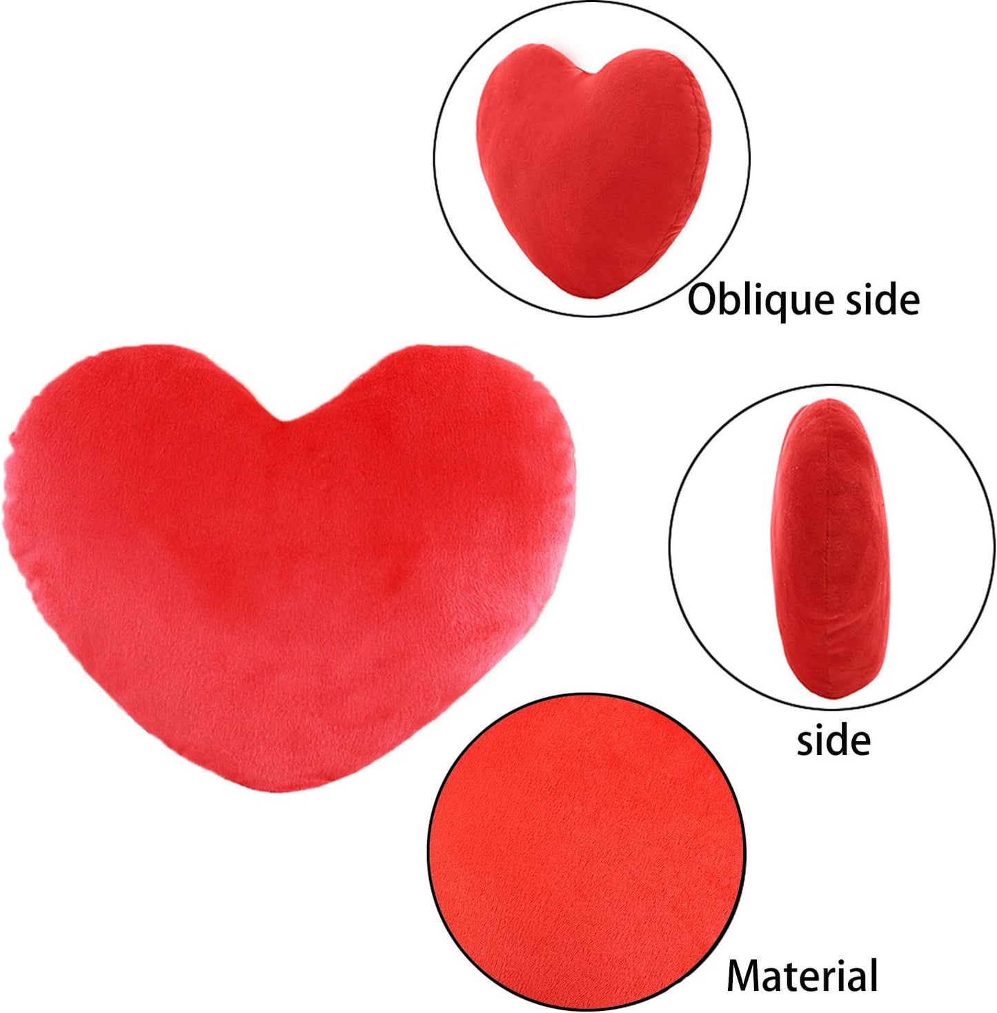 Cute Plush Red Heart Pillow Cushion Toy Throw Pillows Gift for Friends/Children/Girls/Dogs on Valentine's Day Fit for Living/Bed/Dining/Sofa/Cars, 11.8 X 11 Inch (Red)