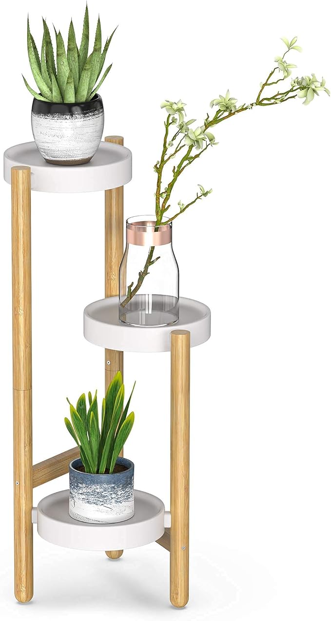 Wisuce Corner Plant Stand Indoor, 3 Tier Tall Bamboo Plant Stand Holder & Plant Shelf Display Rack for Indoor Home Decor (3 Tier Stand)