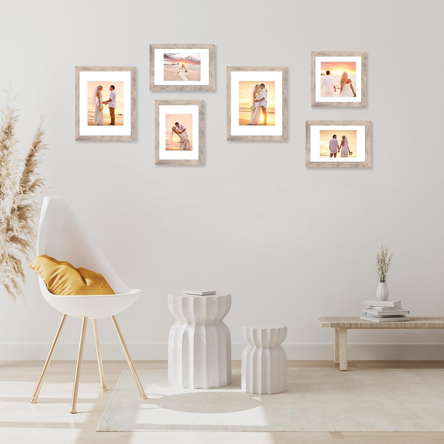 iRahmen 11x14 Picture Frame Set of 2 with Tempered Glass, Smoke Gray Frame Display 8x10 Picture with Mat or 11 x 14 Without Mat, Wooden Photo Frame for Horizontal or Vertical Wall Mount