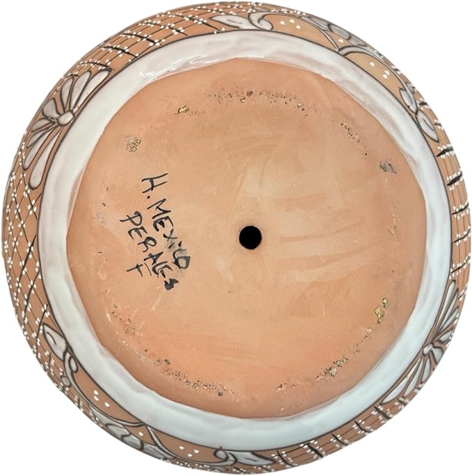 Talavera Michoacana Planter XL Pot Folk Art Multicolor Mexican Pottery Home Decor Hand Painted Garden Indoor Handmade Outdoor 18.5" (Brown)