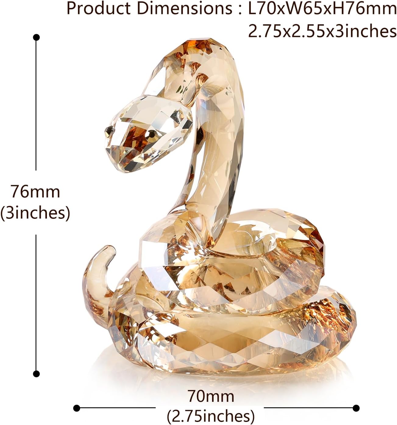 Crystal Coiled Snake Realistic Animal Holiday Collection Table top Ornament Home Decor Collectible Figurines Christmas New Year Gifts (Gold)