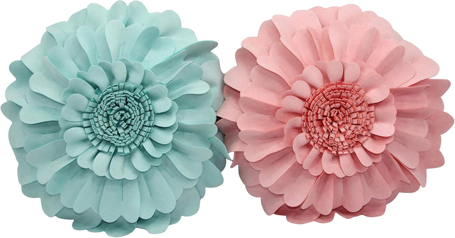 Contempo Lifestyles Flower Pillow – Decorative Pillow 3D Round Throw Pillows for Home Décor – Handmade Sweetheart Flower Pillow for Bed & Couch-Sunflower Pillow - 13 Inch Light Blue